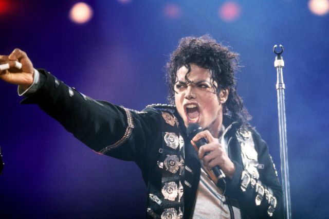 Michael Jackson performing at Wembley Stadium in 1988